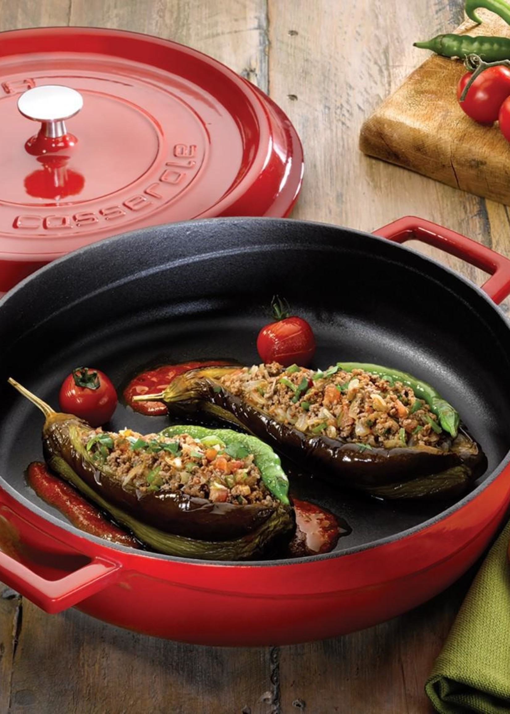 Lava Cast Iron Multi-Purpose Flat Pot Red 24 cm LV Y ST 24 K2