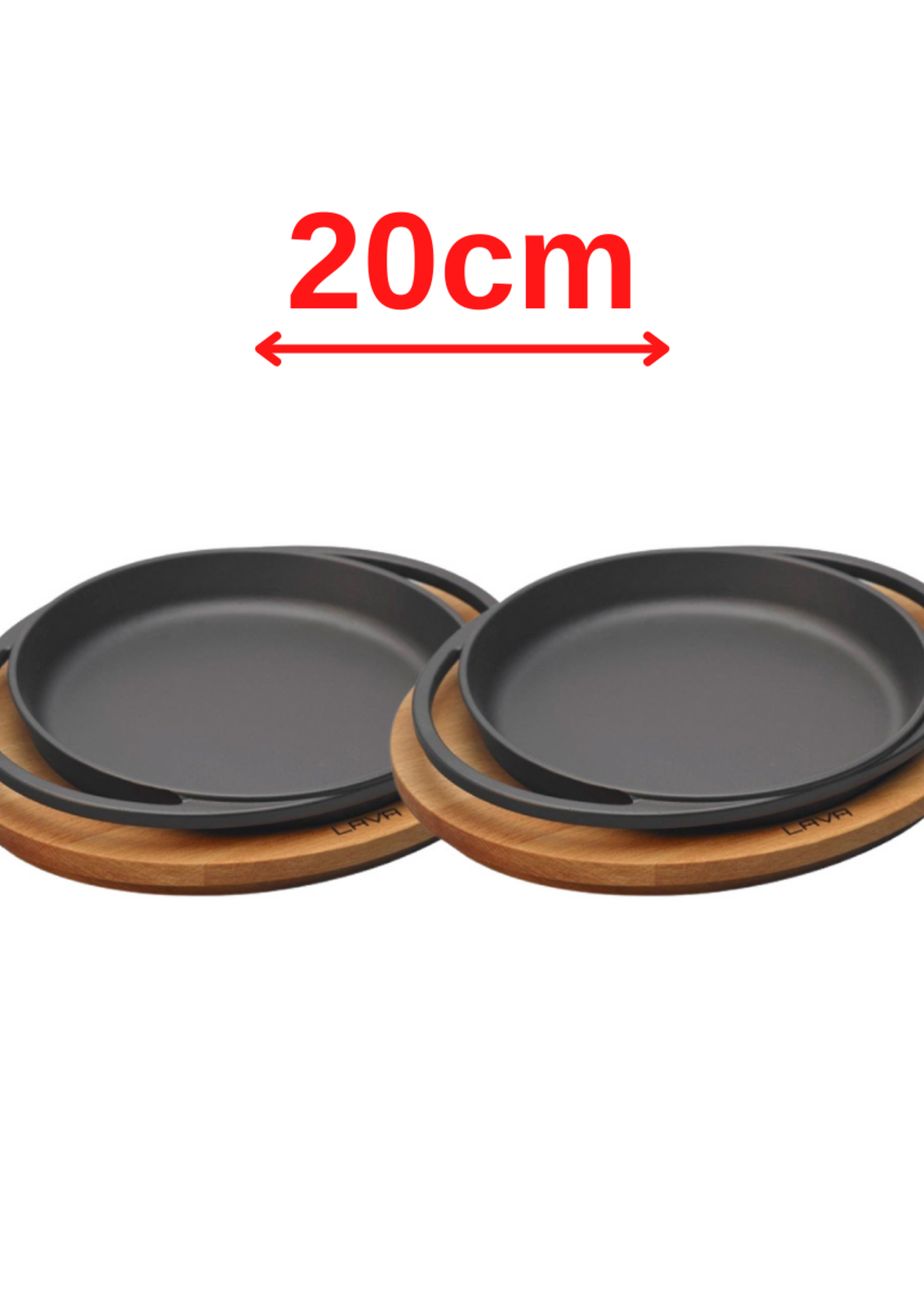 2 Pieces Lava Cast Pan with Woodbasis