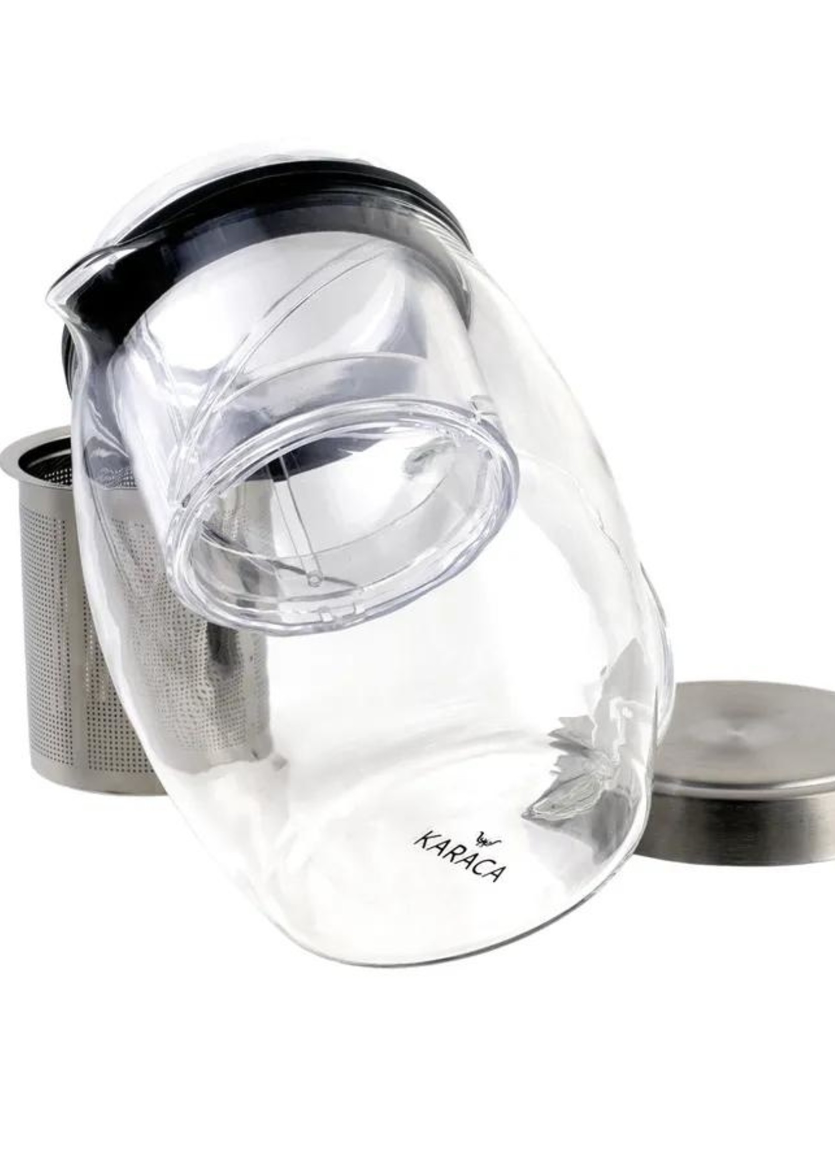 Karaca Oval Teapot made of borosilicate glass and stainless steel