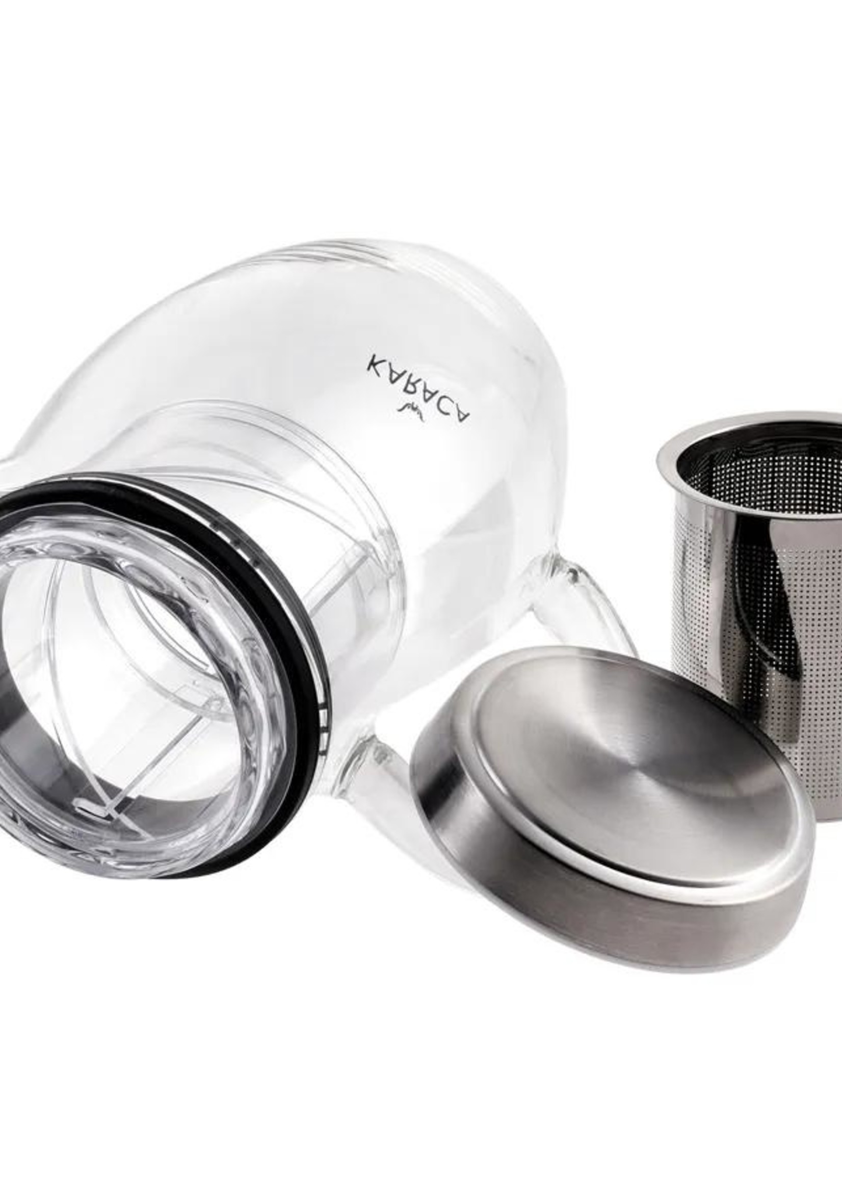 Karaca Oval Teapot made of borosilicate glass and stainless steel