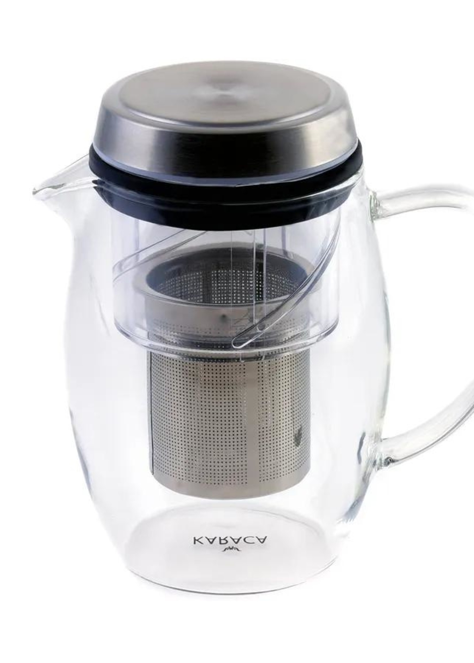 Karaca Oval Teapot made of borosilicate glass and stainless steel