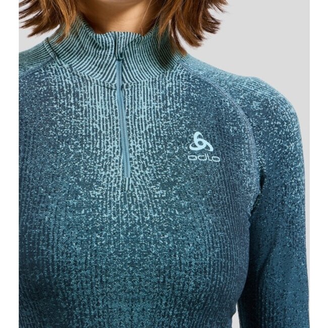 Odlo Odlo BL TOP turtle neck l/s half zip PERFORMANCE WARM BLACKCOMB Dames blauw