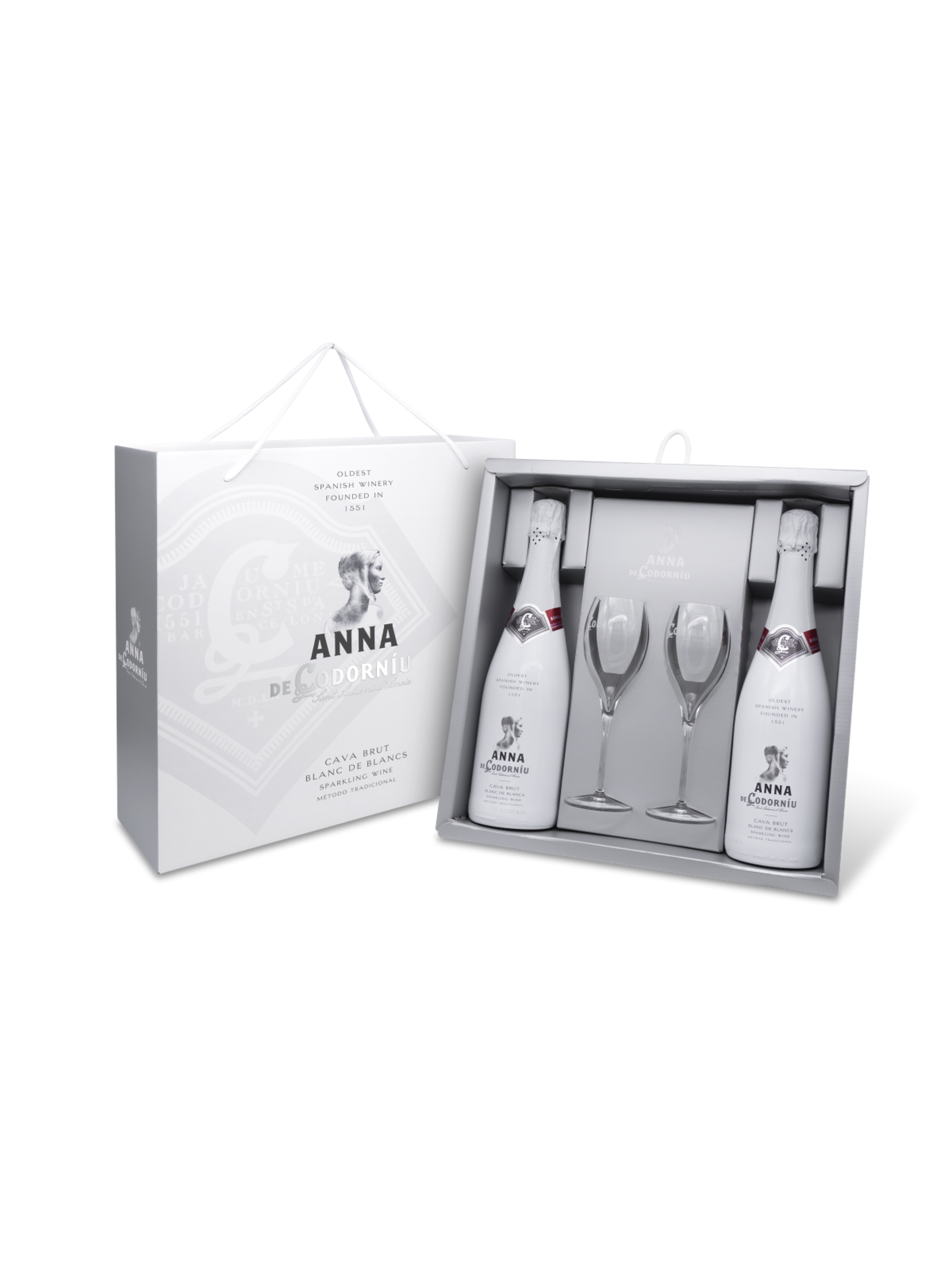 Anna de Codorníu Anna de Codorníu Cava Blanc de Blancs brut in geschenkverpakking met 2 glazen
