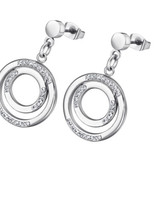 Lotus Style Boucles d'oreilles pendantes doubles cercles en Acier inoxydable