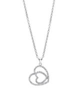 Lotus Style Collier en acier inoxydable et pendentif cœurs enlacés avec pierres de  Swarovski