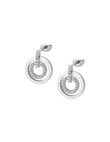 Lotus Style Boucles d’Oreilles pour femme en acier inoxydable serties de pierres d'oxydes de Zirconium