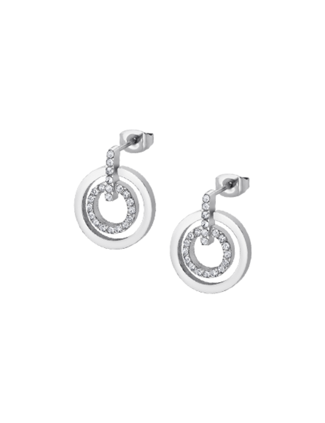 Lotus Style Boucles d’Oreilles pour femme en acier inoxydable serties de pierres d'oxydes de Zirconium