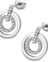 Lotus Style Boucles d’Oreilles pour femme en acier inoxydable serties de pierres d'oxydes de Zirconium