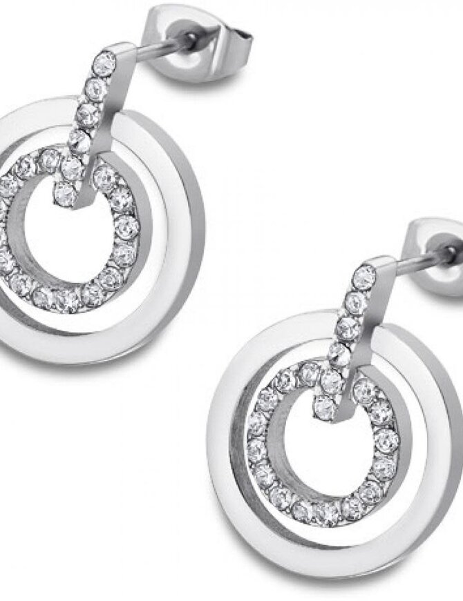 Lotus Style Boucles d’Oreilles pour femme en acier inoxydable serties de pierres d'oxydes de Zirconium