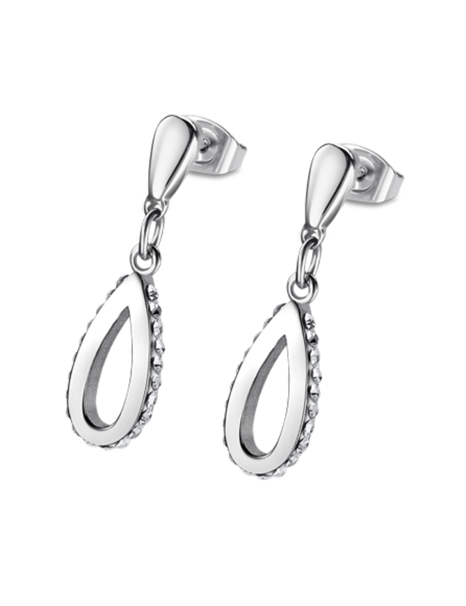 Lotus Style Boucles d’oreilles en acier serties de pierres d'oxydes de Zirconium