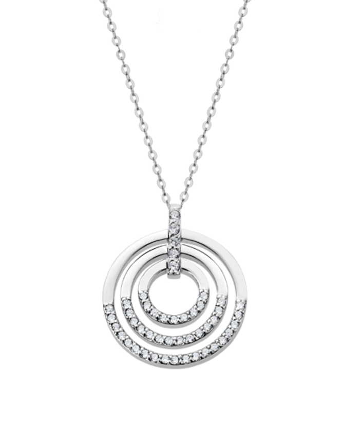 Lotus Silver Collier en argent rhodié avec 3 cercles sertis de zirconiums