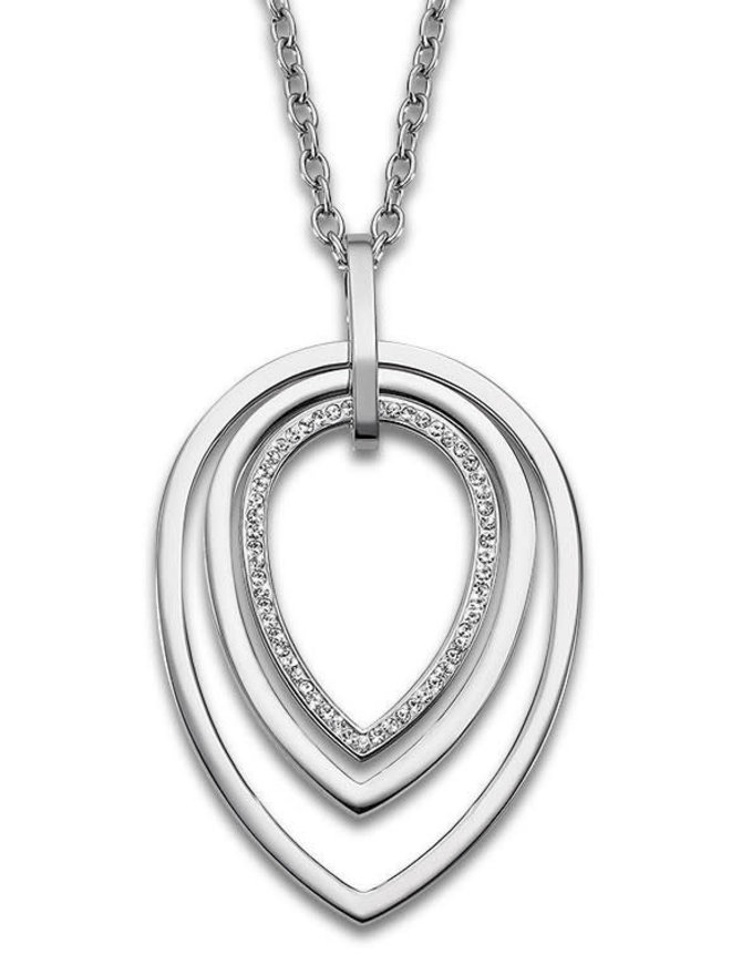 Lotus Style Collier en Acier inoxydable serti de pierres d'oxydes de Zirconium