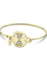 Lotus Style Bracelet rigide Trèfles en acier inoxydable doré
