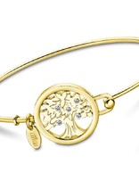 Lotus Style Bracelet rigide en Acier jaune doré Arbre de vie