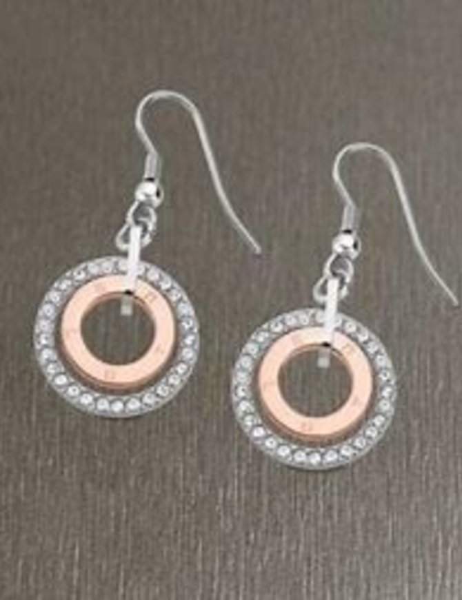 Lotus Style Boucles d'oreilles en Acier blanc et rosé