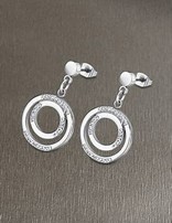Lotus Style Boucles d'oreilles pendantes doubles cercles en Acier inoxydable