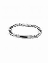 Lotus Style Bracelet Lotus en acier avec maillons et partie centrale en fibre de carbone noire.