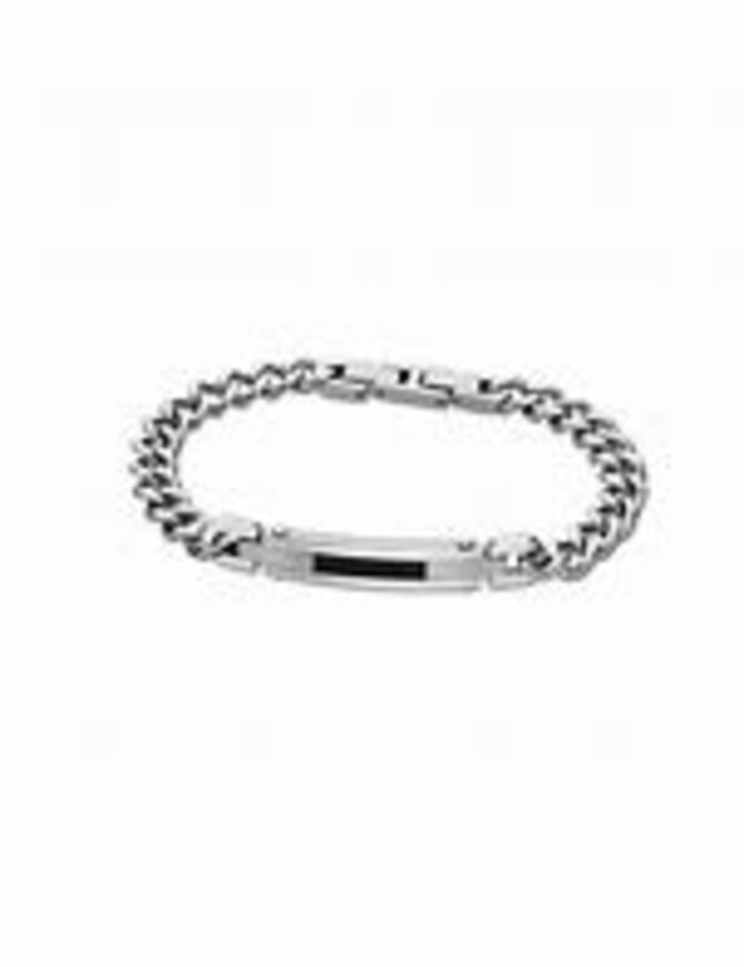 Lotus Style Bracelet Lotus en acier avec maillons et partie centrale en fibre de carbone noire.