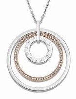 Lotus Style Collier en acier inoxydable et  Pendentif en Acier cuivré et blanc serti d'oxydes de Zirconium