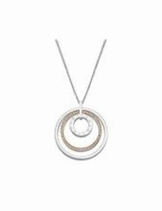 Lotus Style Collier en acier inoxydable et  Pendentif en Acier cuivré et blanc serti d'oxydes de Zirconium