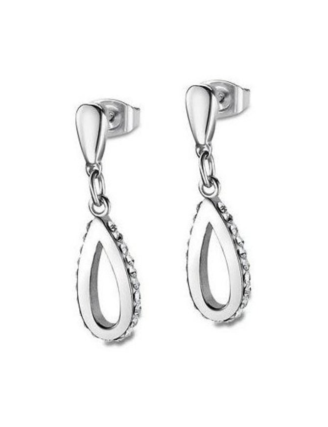 Lotus Style Boucles d’oreilles en acier serties de pierres d'oxydes de Zirconium