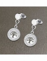 Lotus Style Boucles d'oreilles  en Acier Arbre de vie serties de pierres d'oxydes de Zirconium