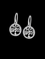 Lotus Silver Boucles d'oreilles en Argent, symbole Arbre de vie serties de pierres d'oxydes de Zirconium