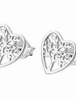 Lotus Silver Boucles d'oreilles argent en forme de cœur et arbre de vie