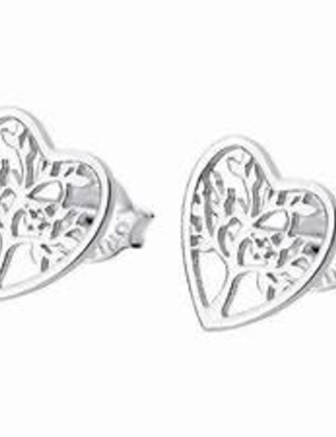 Lotus Silver Boucles d'oreilles argent en forme de cœur et arbre de vie