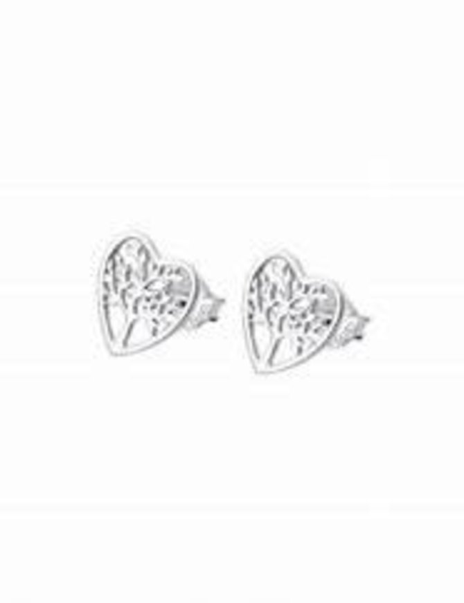 Lotus Silver Boucles d'oreilles argent en forme de cœur et arbre de vie