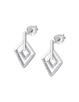 Lotus Silver Boucles d'oreilles en argent de forme losanges serties de pierres d'oxydes de Zirconium