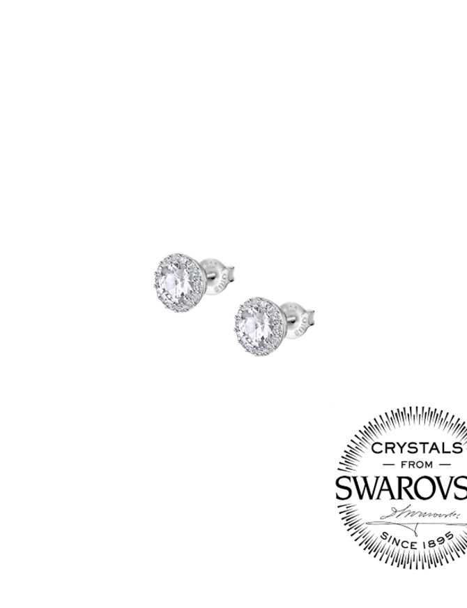 Lotus Silver Boucles d'oreilles en argent rhodié avec cristaux de Swarovski
