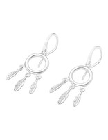 Lotus Silver Boucles d'oreilles en argent avec  petites plumes