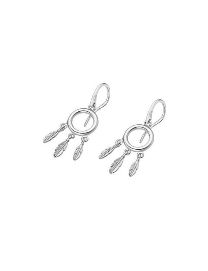 Lotus Silver Boucles d'oreilles en argent avec  petites plumes