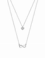 Lotus Silver Double collier en argent et pendentif cœur et infiny