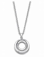 Lotus Style Collier en Acier et pendentif double cercle avec pierres d'oxydes de zirconium