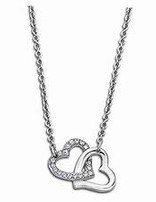 Lotus Style Collier en acier avec pendentif cœurs entrelacés et pierres d'oxydes de zirconium