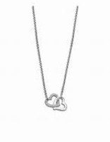 Lotus Style Collier en acier avec pendentif cœurs entrelacés et pierres d'oxydes de zirconium