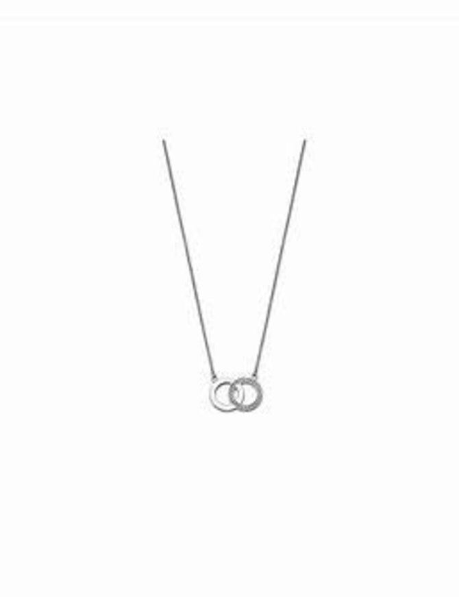 Lotus Style Collier en Acier et pendentif double cercle avec pierres d'oxydes de zirconium