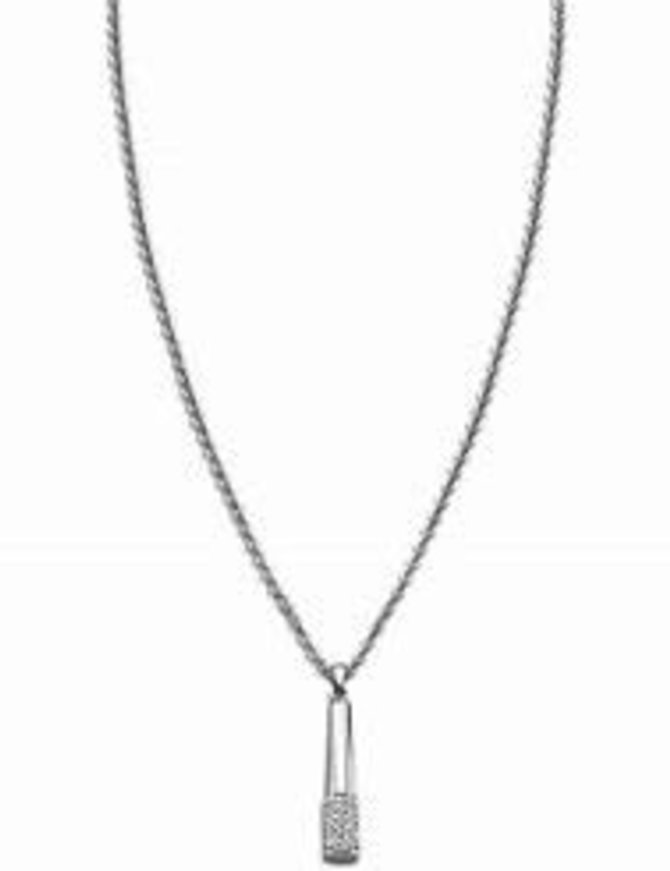 Lotus Style Collier et son pendentif en acier avec pierres d'oxydes de zirconium