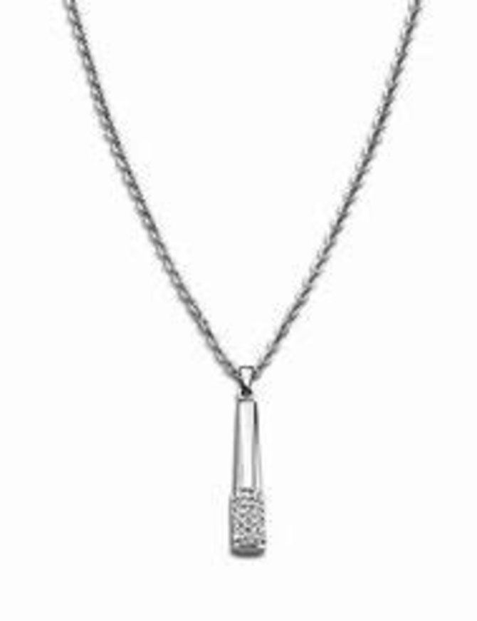 Lotus Style Collier et son pendentif en acier avec pierres d'oxydes de zirconium