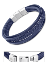 Lotus Style Bracelet pour Homme en cuir double et tressé bleu