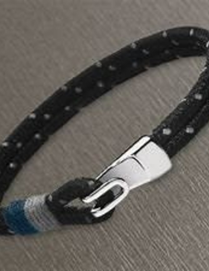 Lotus Style Bracelet pour Homme en Nylon noir et gris avec fermoir crochet acier