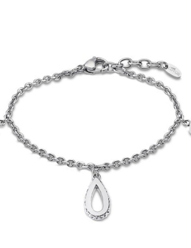 Lotus Style Bracelet en acier et pierres d'oxydes de zirconium