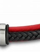 Lotus Style Bracelet pour homme en cuir noir et rouge