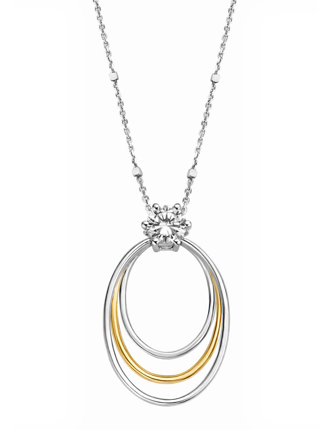 Naiomy Silver Chaîne + pendentif en argent bicolore sertie de zirconium