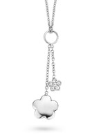 Naiomy Princess Collier Double Fleur en argent rhodié et zirconium