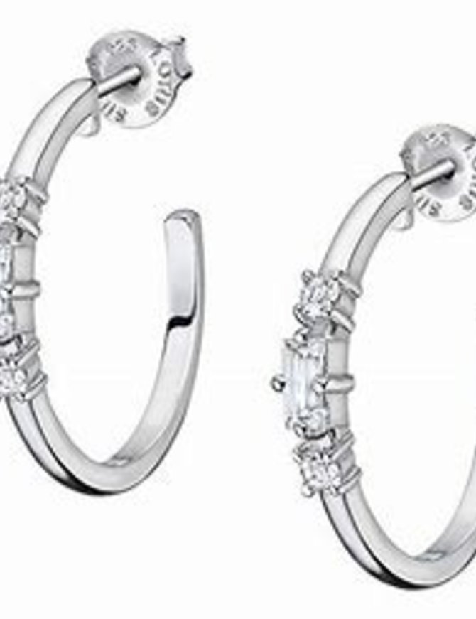 Lotus Silver Boucles d'oreilles en argent rhodié et cristaux de Swarovski