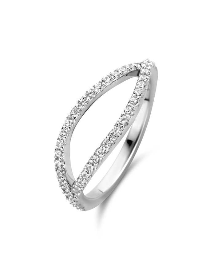 Naiomy Silver Bague en argent rhodié sertie de zirconium taille 54