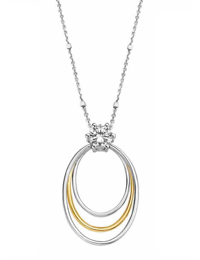 Naiomy Silver Chaîne + pendentif en argent bicolore sertie de zirconium